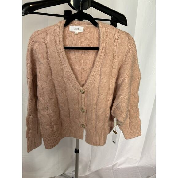 Lucca Women’s Button Up Sweater Peach/pink Size L - New With Tags. NWT - Picture 3 of 11